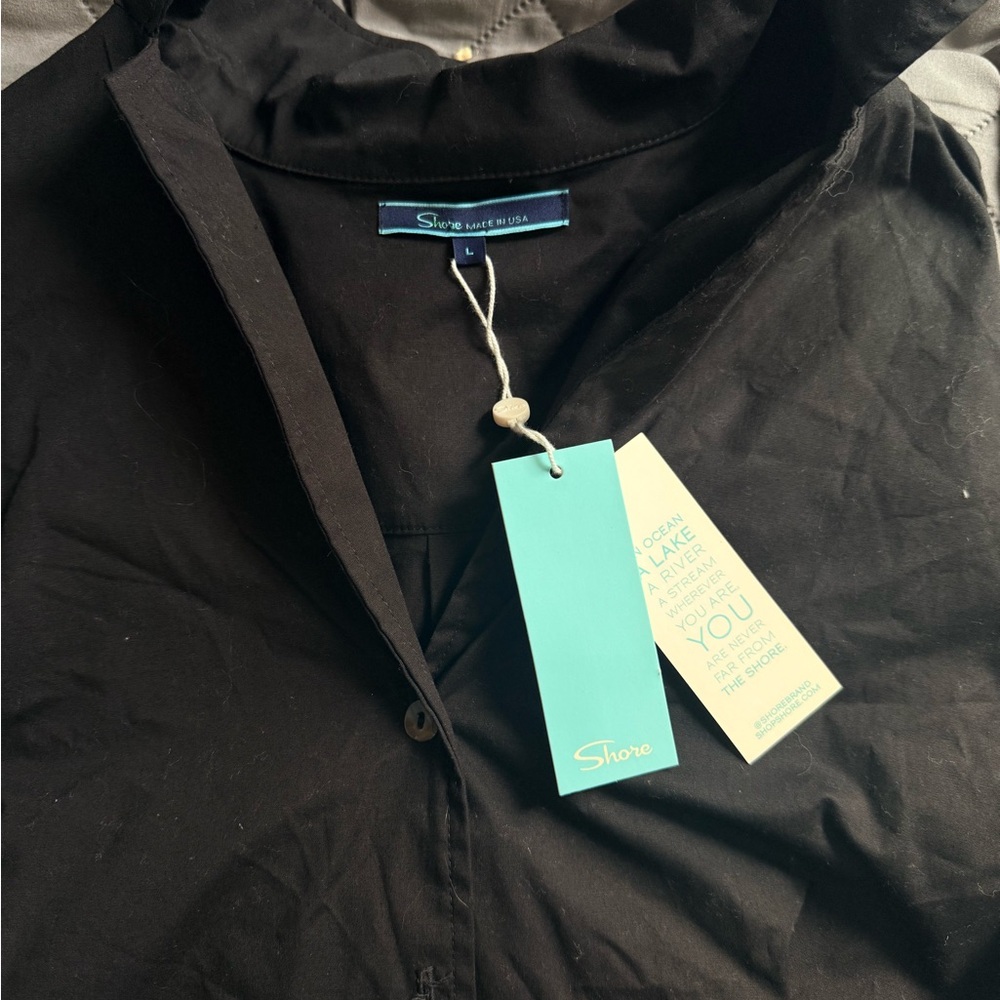 Shore Boyfriend Button-Up Shirt - Black